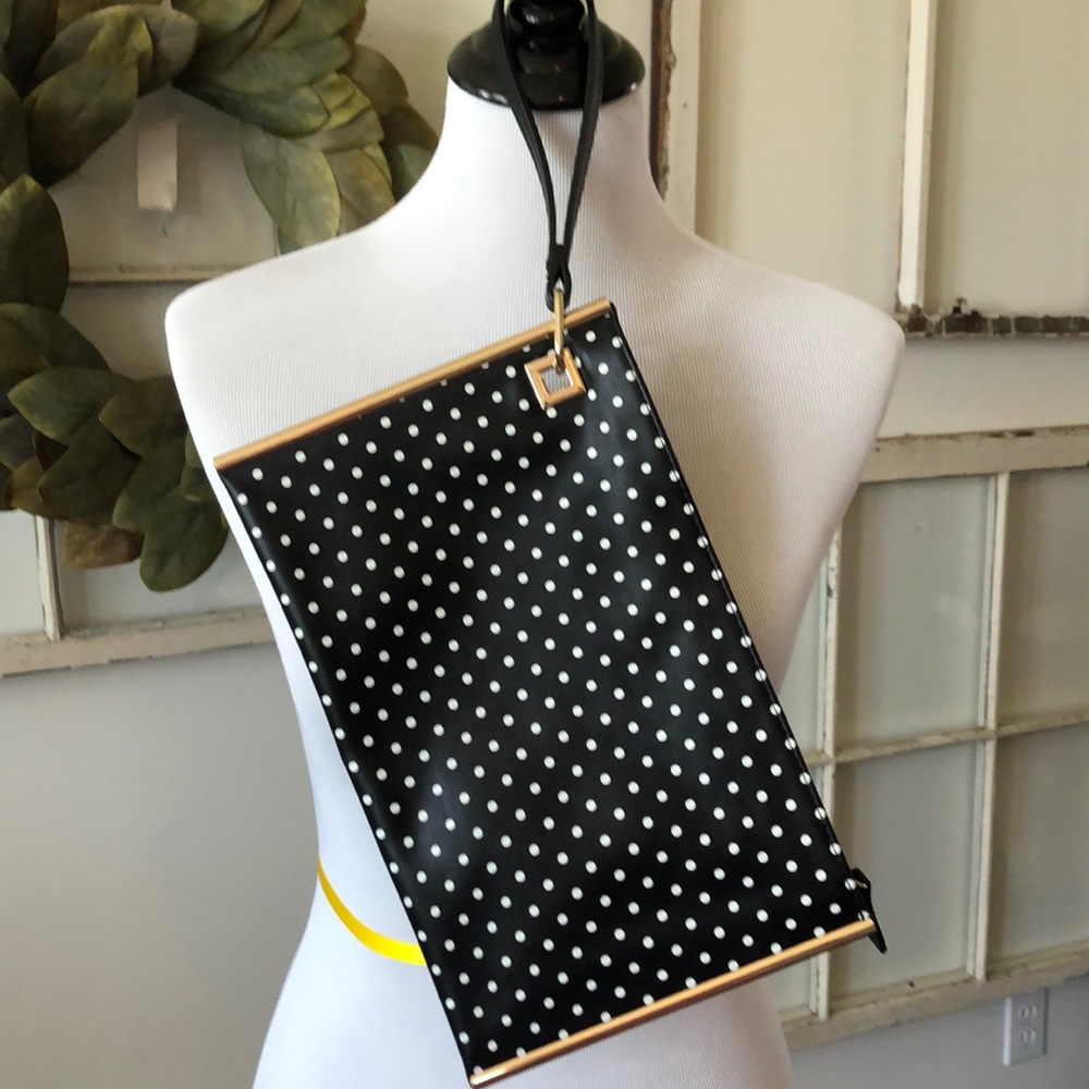 Black and white polka dot clutch